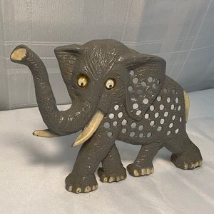 Vintage Earring Tree Jewelry Holder Organizer ELEPHANT Metal 3.5" .Marked Libby